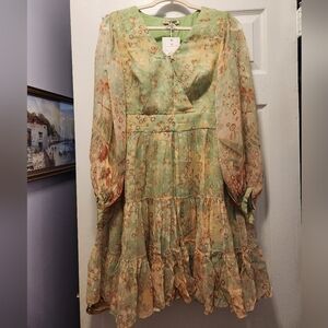 Anita Dongre Flowered Chiffon short dress